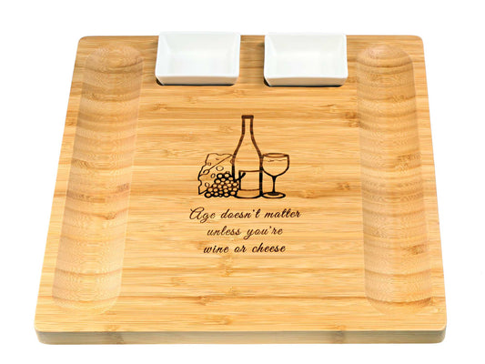 Personalised large 33cm x 33cm bamboo server board with dishes
